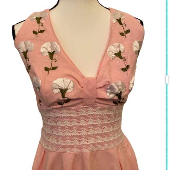 HANDMADE Party Dress Smocked Embroidery Ribbons - Picture 1 of 7